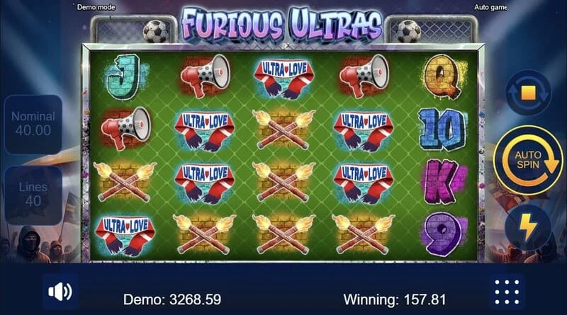 Furious Ultras - tela principal do jogo com a arquibancada