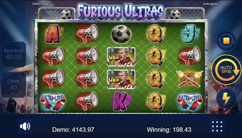 Furious Ultras - linhas de pagamento nos rolos